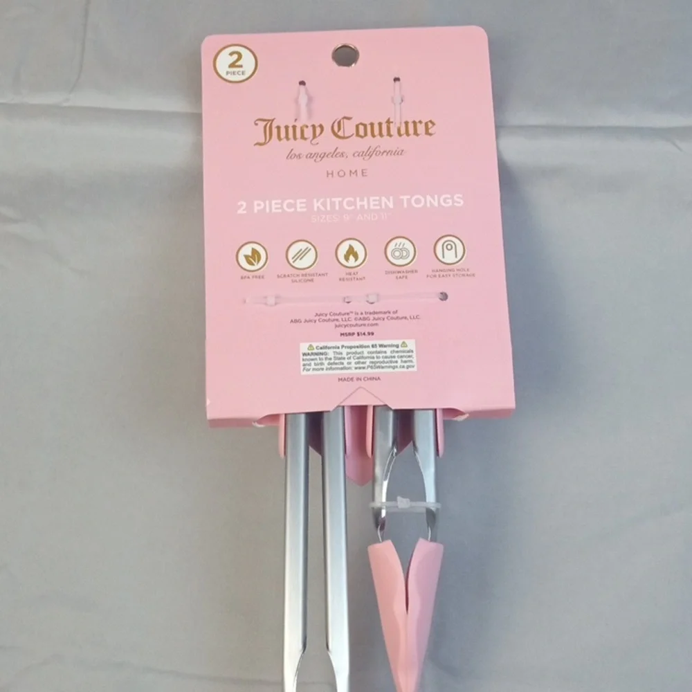 🏠🍒 Juicy Couture Pink Heart Kitchen Tongs Set